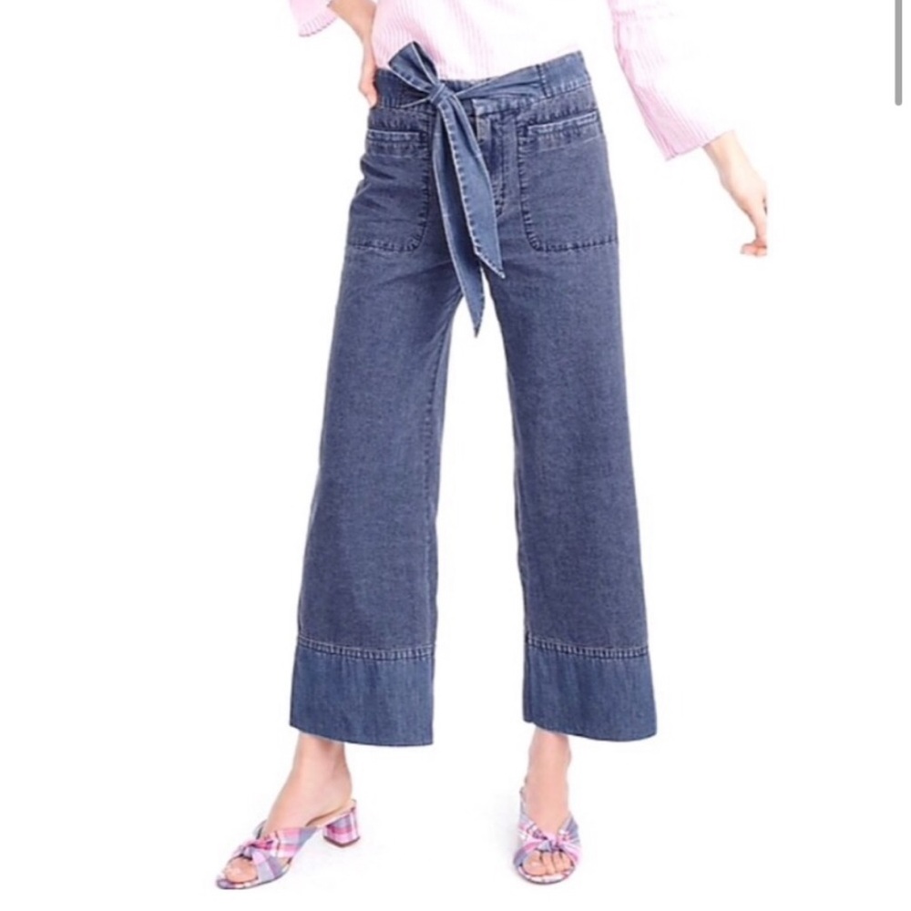 J. Crew Cropped Chambray Jeans with Ties size 12 NWT